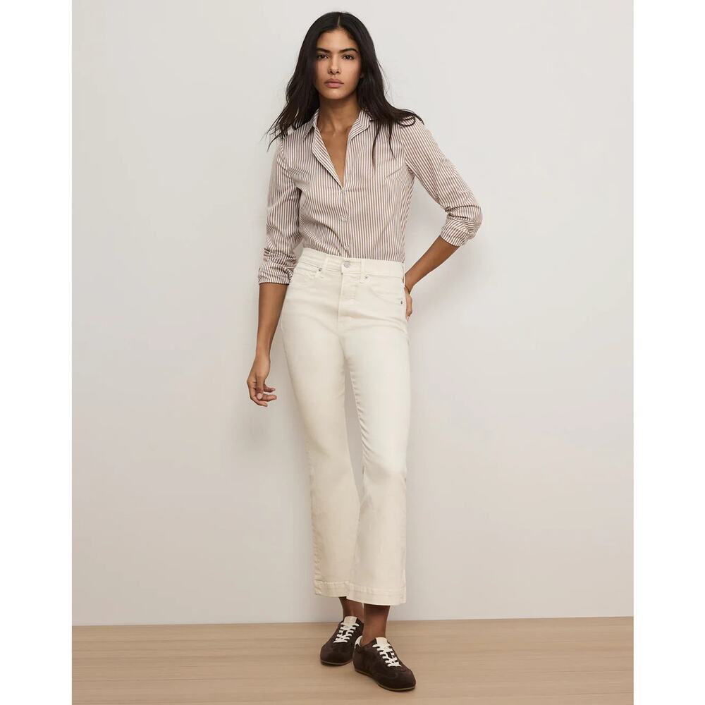 NWT Veronica Beard Carson High-Rise Ankle Flare Jeans Size 31 Ecru #1C602